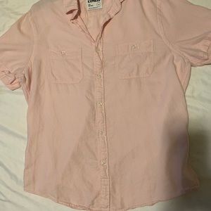 Only worn once! Super casual cotton blend button down in light pink.